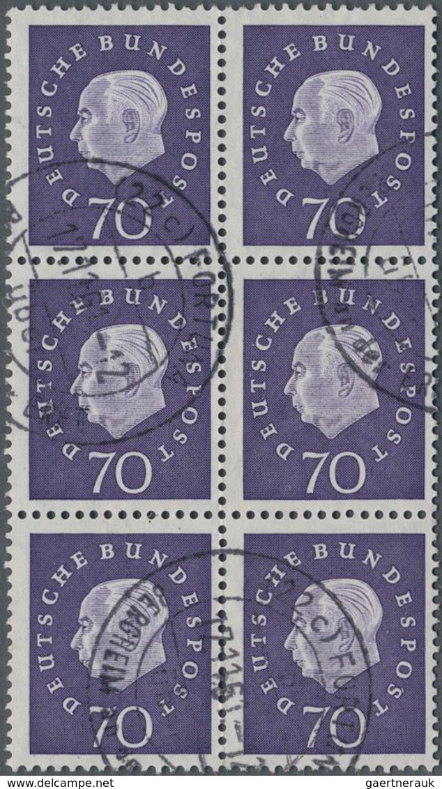 Bundesrepublik Deutschland: 1959, Heuss 70 (Pfg.), Gestempelter Sechserblock, Gestempelt "FORTUNA 17 - Lettres & Documents