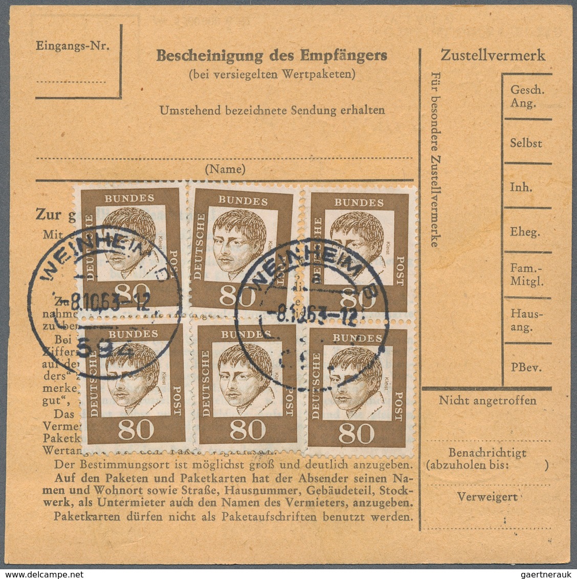 Bundesrepublik Deutschland: 1961/1963, 3 Belege Mit Mehrfachfrankaturen Bedeutende Deutsche Dabei M4 - Covers & Documents