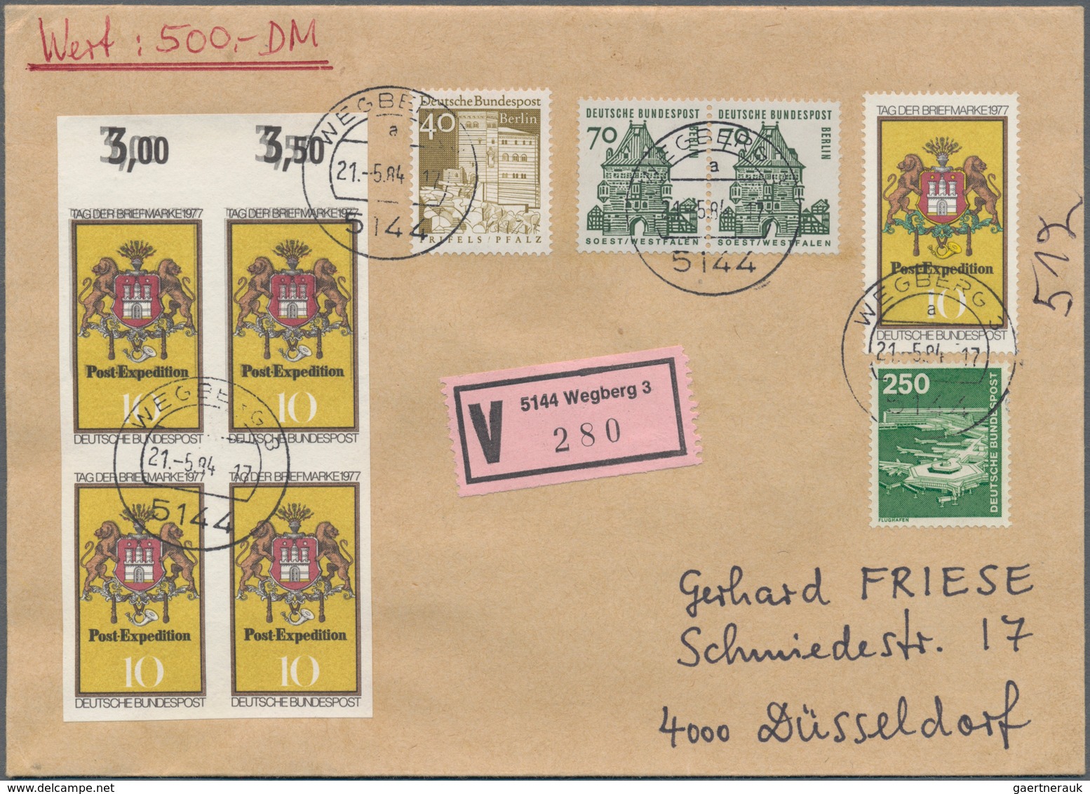 Bundesrepublik Deutschland: 1977, 10 Pfg. Tag Der Briefmarke, Allseitig UNGEZÄHNTER Vierblock Vom Ob - Covers & Documents