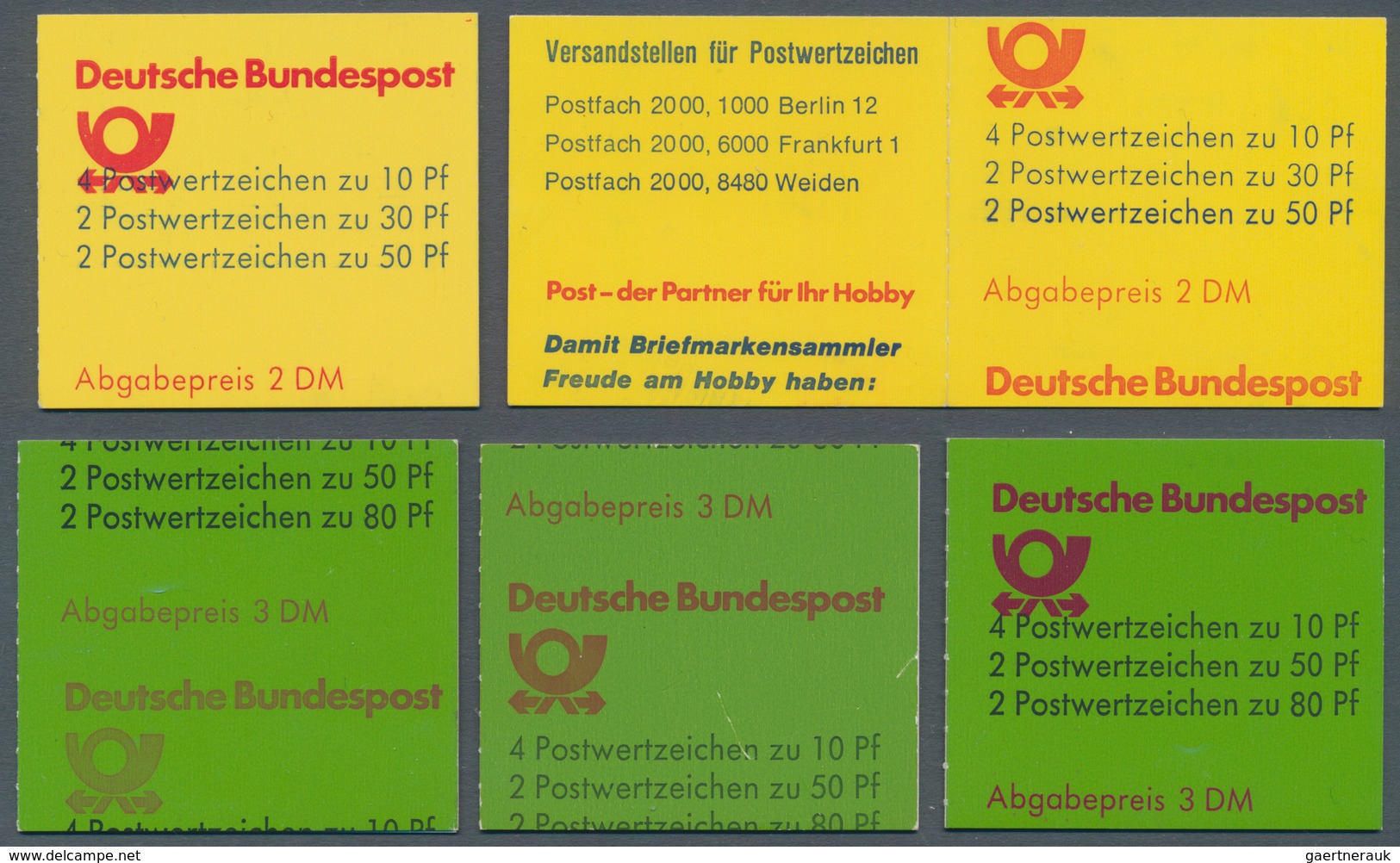 Bundesrepublik - Markenheftchen: 1980/1982, Fünf Markenheftchendeckel, Alle Mit Verschiedenen, Stark - Other & Unclassified