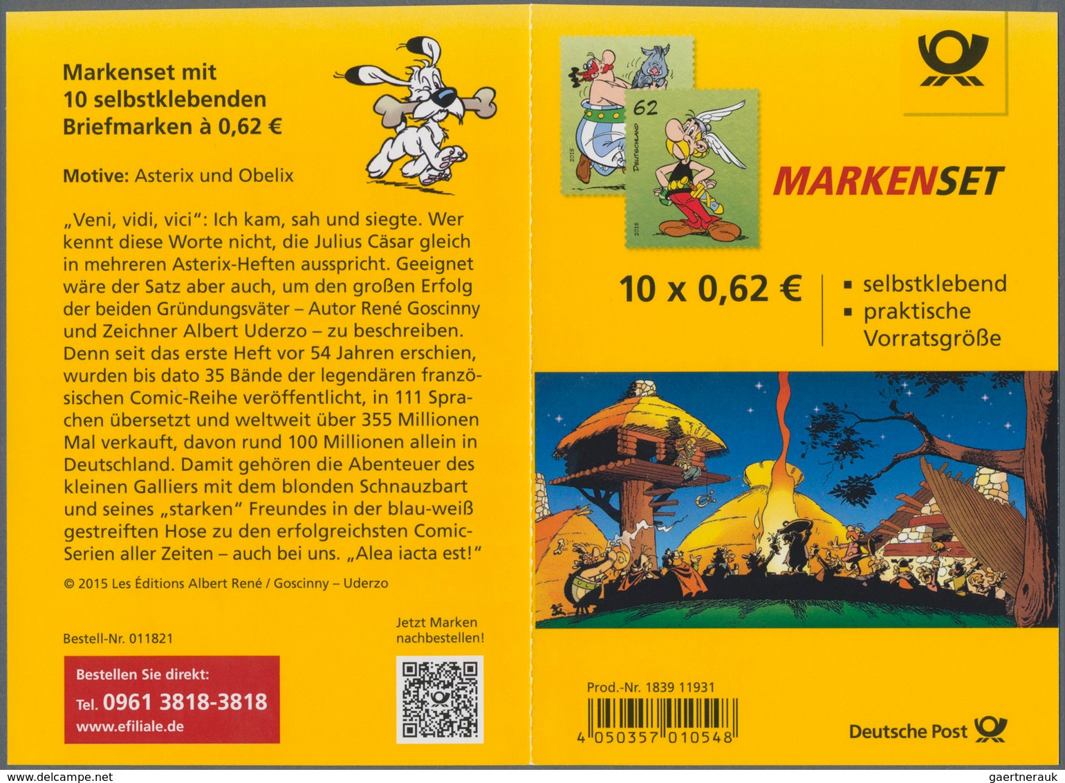 Bundesrepublik - Markenheftchen: 2015, Selbstklebendes Markenset "Asterix & Obelix" Ohne Stanzung De - Sonstige & Ohne Zuordnung