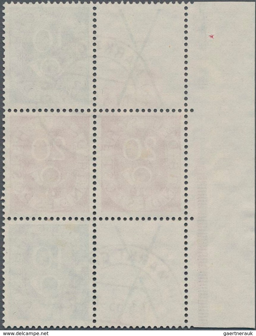 Bundesrepublik - Zusammendrucke: 1951, Posthorn X+20+X Sowie 10+20+10 Im Gestempelten Sechserblock V - Se-Tenant