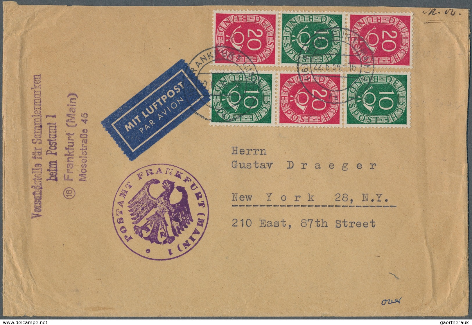 Bundesrepublik - Zusammendrucke: 1952, Brief Aus Frankfurt Am Main (Abs. Versandstelle Für Briefmark - Zusammendrucke