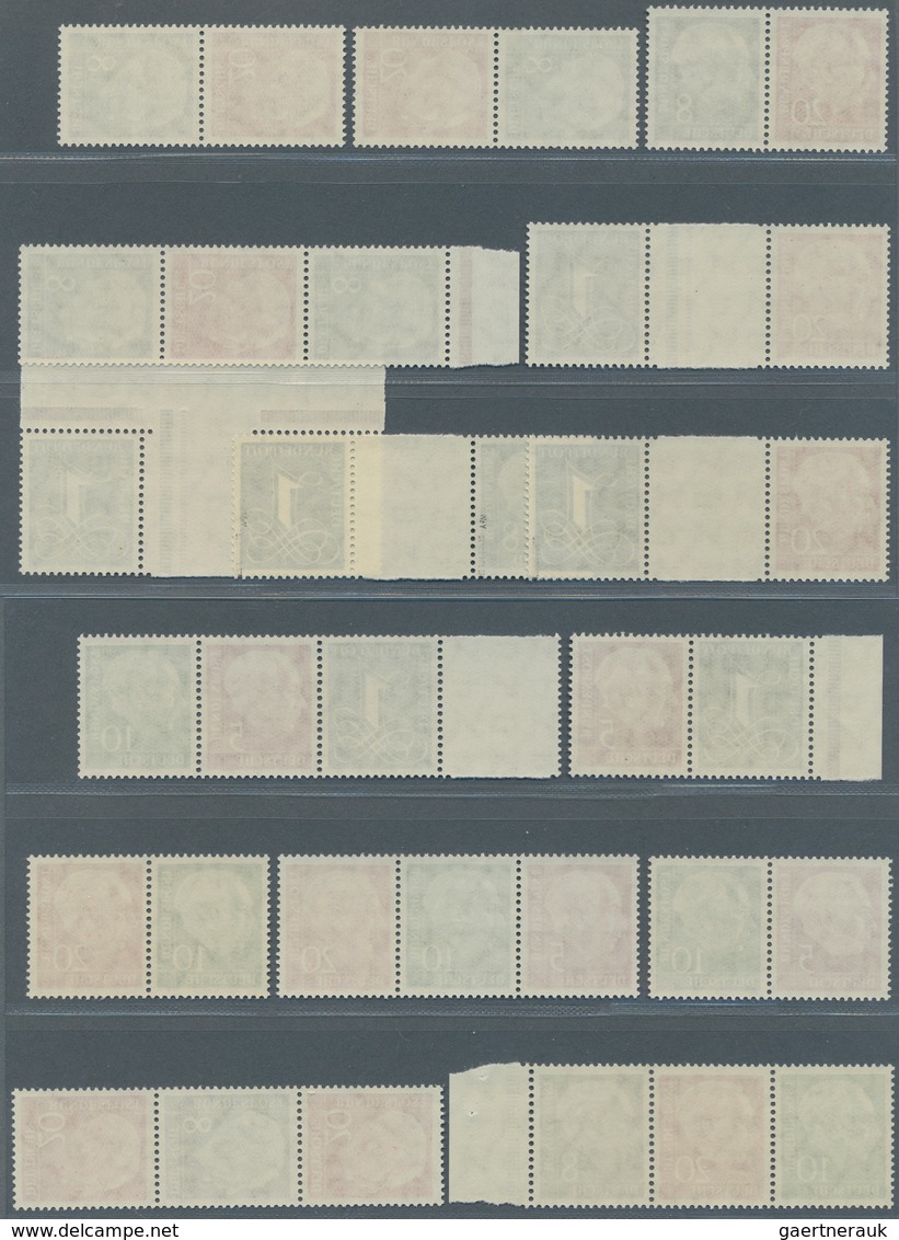 Bundesrepublik - Zusammendrucke: 1958/1960, Heuss Liegendes Wasserzeichen 15 Werte Komplett, Postfri - Se-Tenant