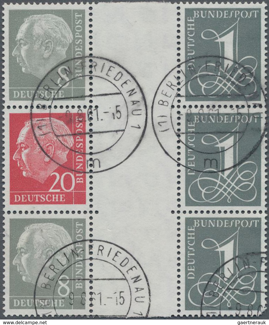 Bundesrepublik - Zusammendrucke: 1960, Heuss Liegendes WZ 8+Z+1 (2x) Sowie 20+Z+1 Im Gestempelten Ne - Se-Tenant