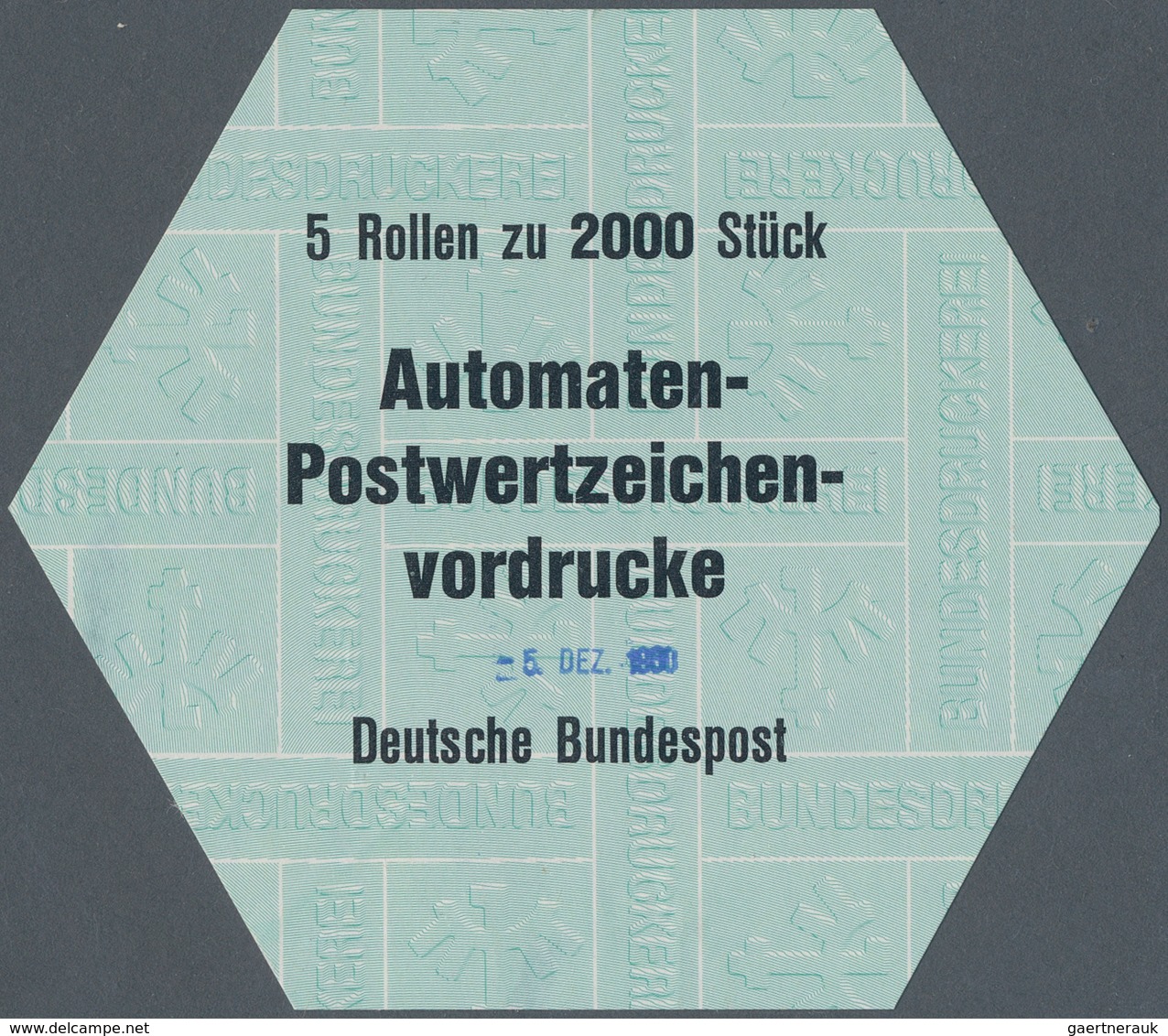 Bundesrepublik - Automatenmarken: 1980, Stangen-Verschlußdeckel Für "5 Rollen Zu 2000 Stück" Sowie D - Machine Labels [ATM]