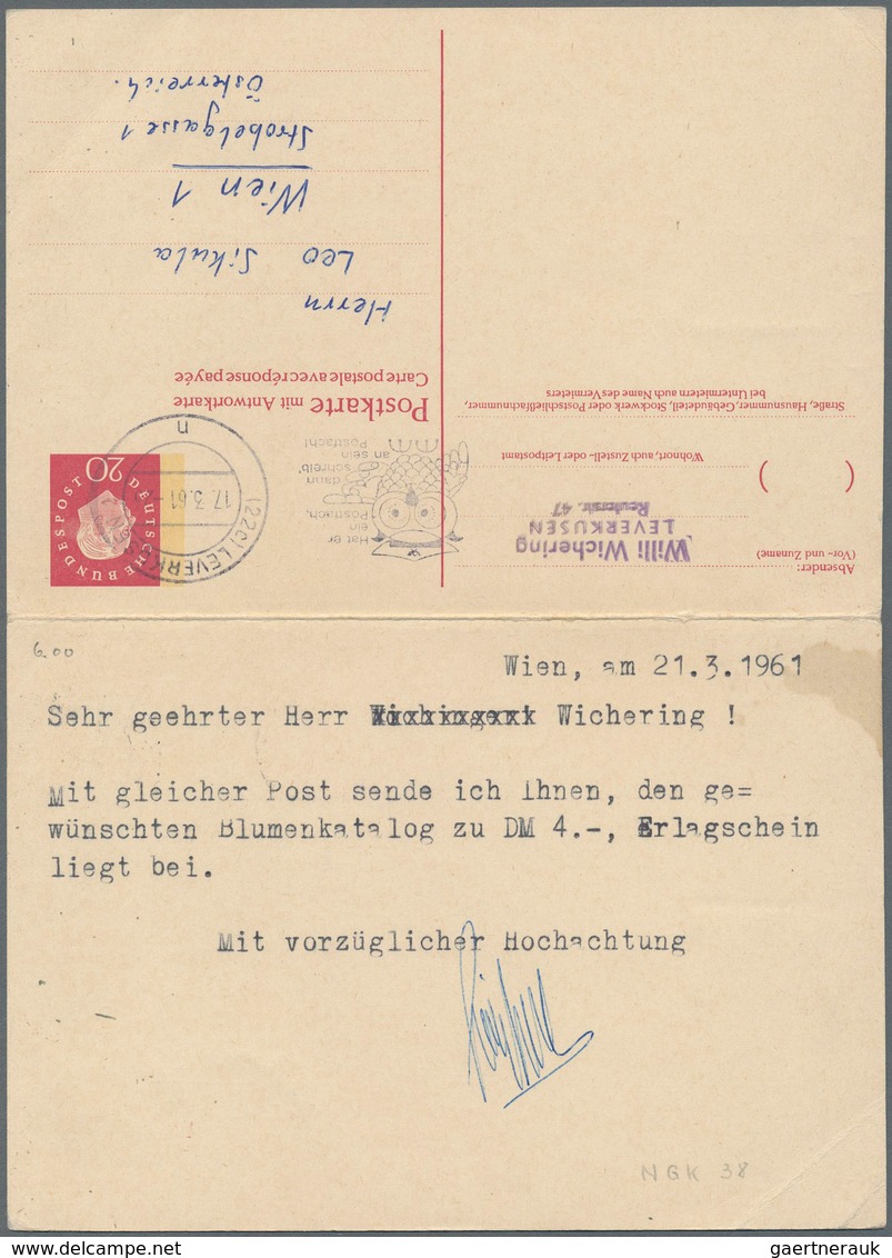 Bundesrepublik - Ganzsachen: 1960, 20 Pf. Heuss Medaillon Doppelkarte Zusammenhängend Von "LEVERKUSE - Autres & Non Classés