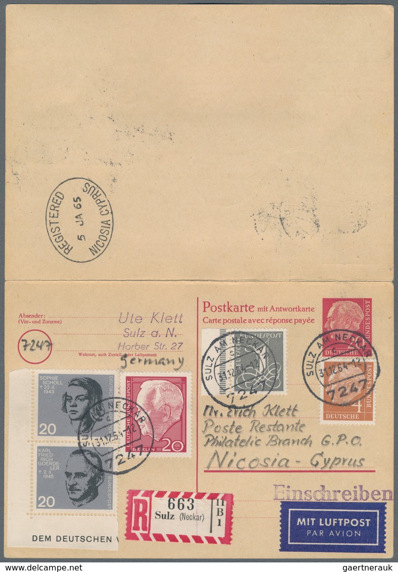 Bundesrepublik - Ganzsachen: 1964, Auslands-Antwortkarte Heuss 20 Pf. Portogerecht Doppelt Jeweils A - Autres & Non Classés