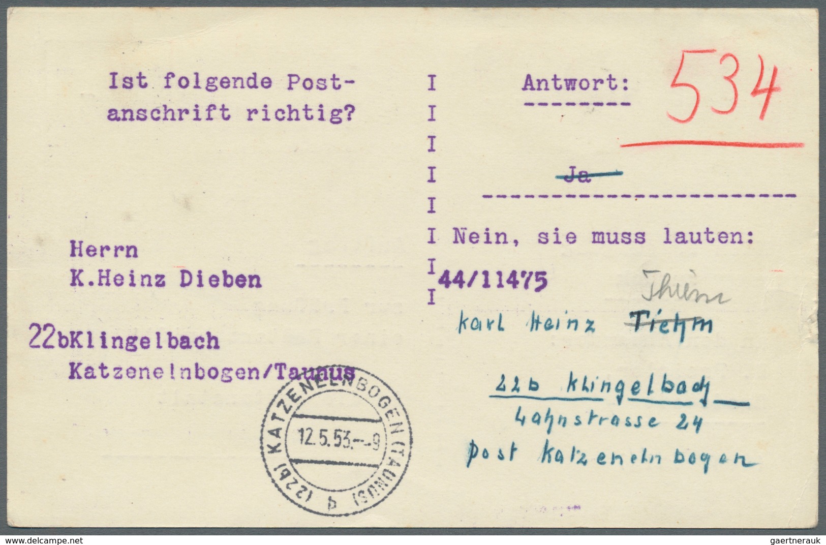 Bundesrepublik - Besonderheiten: 1953, 9.5. (24b) Bredstedt (Schleswig) Roter 5 Pfg. Firmenfreistpl. - Autres & Non Classés