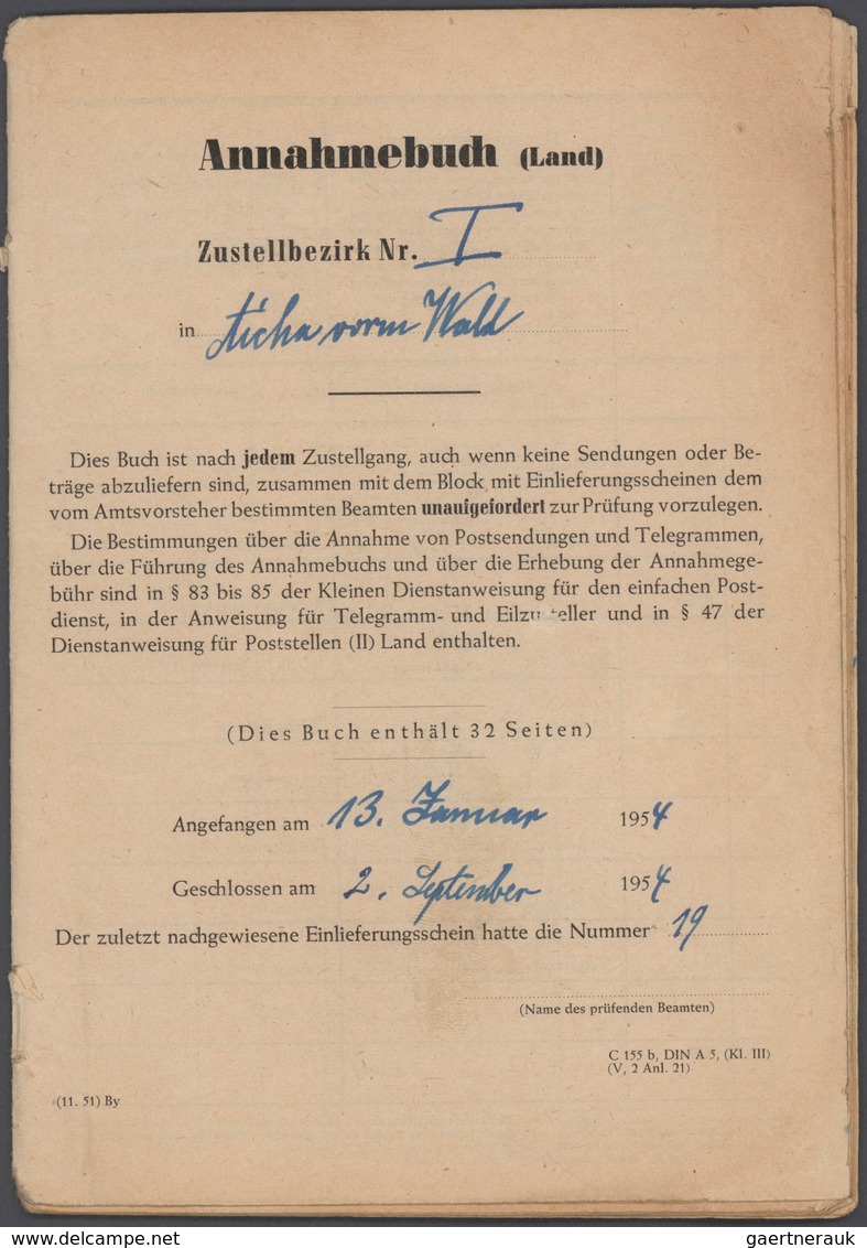 Bundesrepublik - Besonderheiten: 1954, POSTANNAHMEBUCH, Annahmebuch (Land) Aus AICHA Vorm Wald über - Autres & Non Classés
