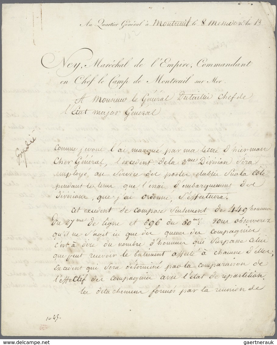 Autographen: NEY, MICHEL (1769-1815) Geboren In Saarlois, Herzog Von Elchingen, Fürst Von Moskwa Und - Sonstige & Ohne Zuordnung