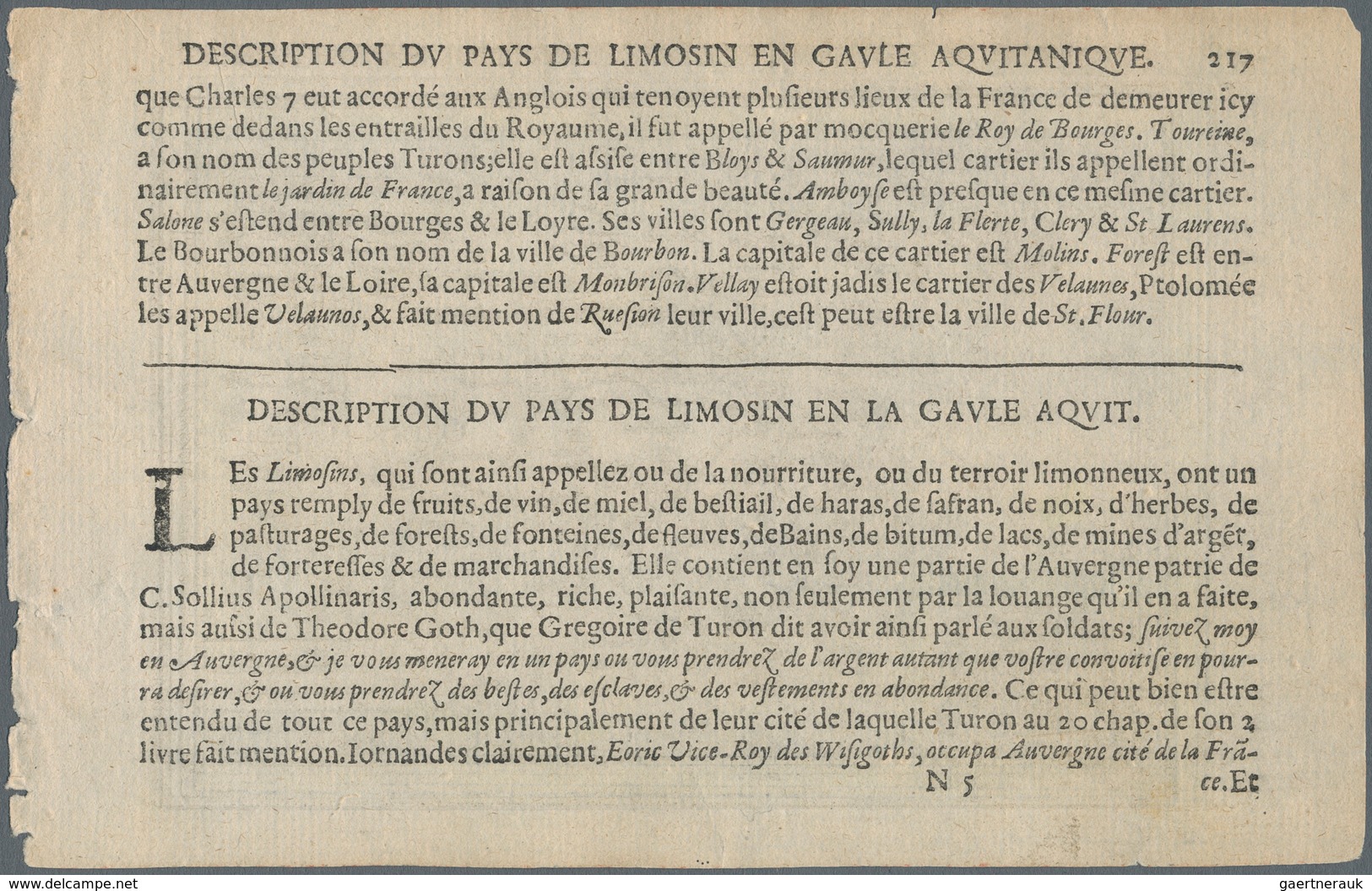 Landkarten Und Stiche: 1610. Biturgum Borbonium Et Turena In Gallia Aqui. Bertius, Petrus. Attractiv - Géographie