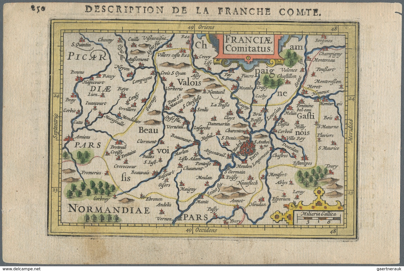 Landkarten Und Stiche: 1610. France Comitatus, Description De La Franche Comte. Attractive Small For - Geographie