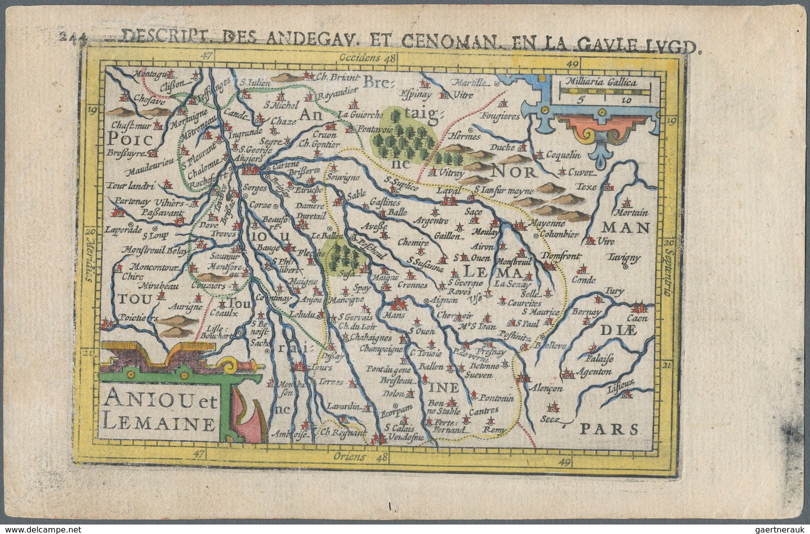 Landkarten Und Stiche: 1610. Anjou Et Lemaine, Descrit Des Andegav Et Cenoman En La Gaule Lugd. Bert - Geographie