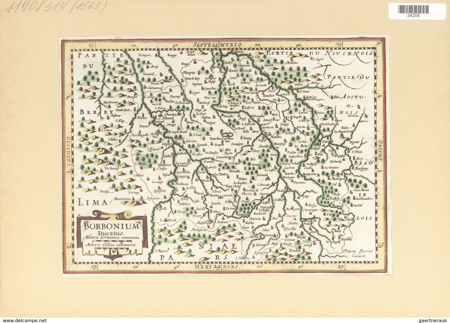 Landkarten Und Stiche: 1734. Borbonium Ducatus. From The Mercator Atlas Minor Ca 1648, Later Altered - Geographie