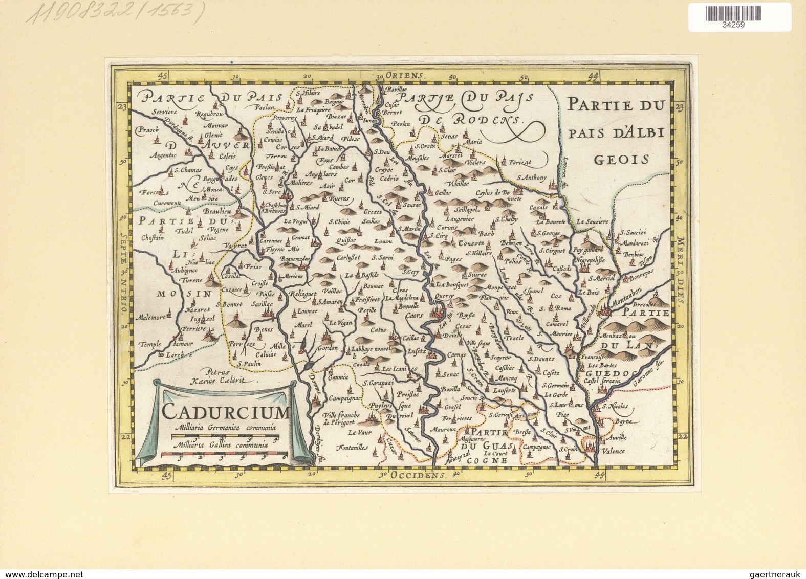 Landkarten Und Stiche: 1734. Cadurcium. From The Mercator Atlas Minor Ca 1648, Later Altered By Nico - Geographie