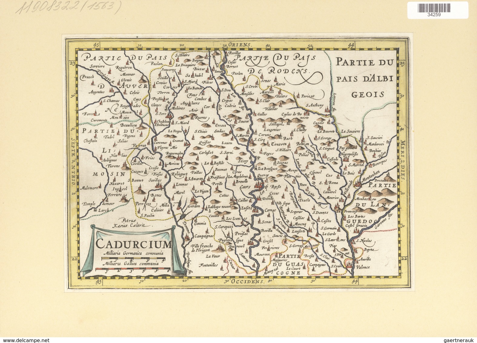 Landkarten Und Stiche: 1734. Cadurcium. From The Mercator Atlas Minor Ca 1648, Later Altered By Nico - Geography