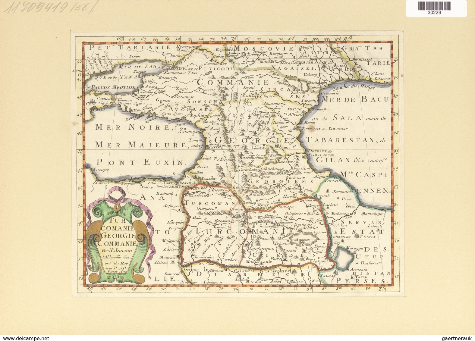 Landkarten Und Stiche: 1734, Turcomanie Georgie Commanie. Map Of The Caucasus Area Under Turkish Rul - Geographie