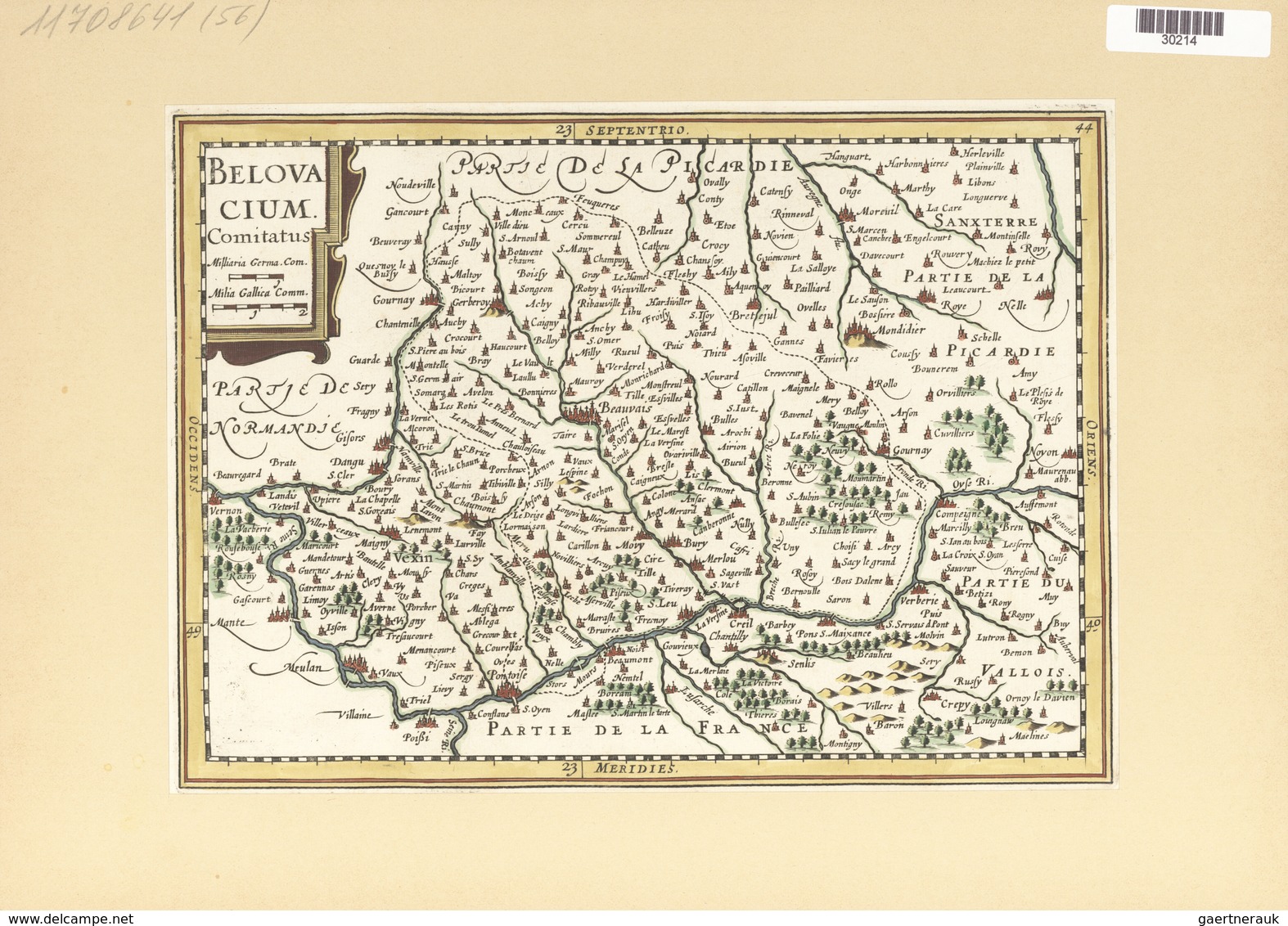 Landkarten Und Stiche: 1734. Belovacium Comitatus. Map Of The Beauvais Region Of France, Published I - Geographie