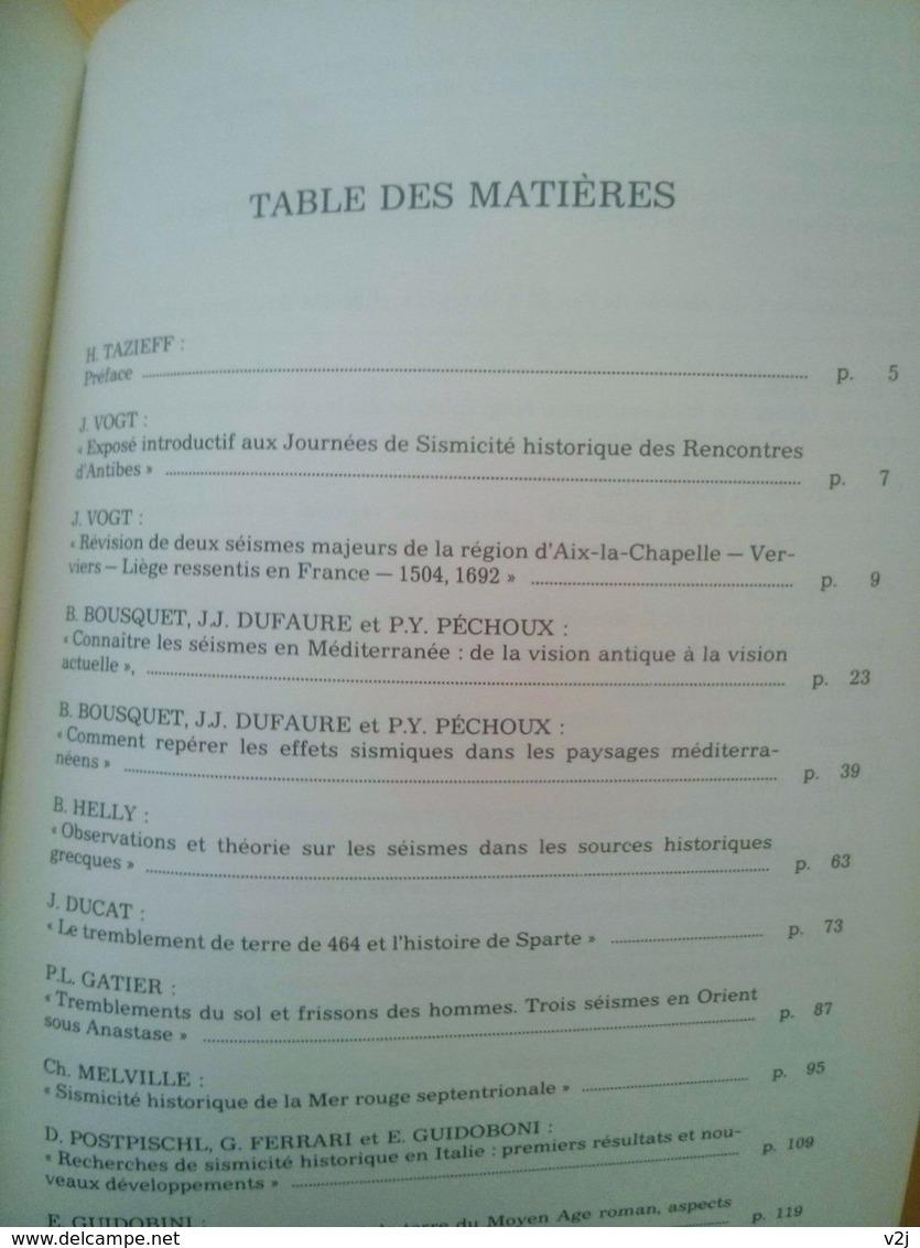 Tremblements De Terre - Histoire Et Archéologie _ Rencontres Internationales D Archéologie Et D Histoire D Antibes - History