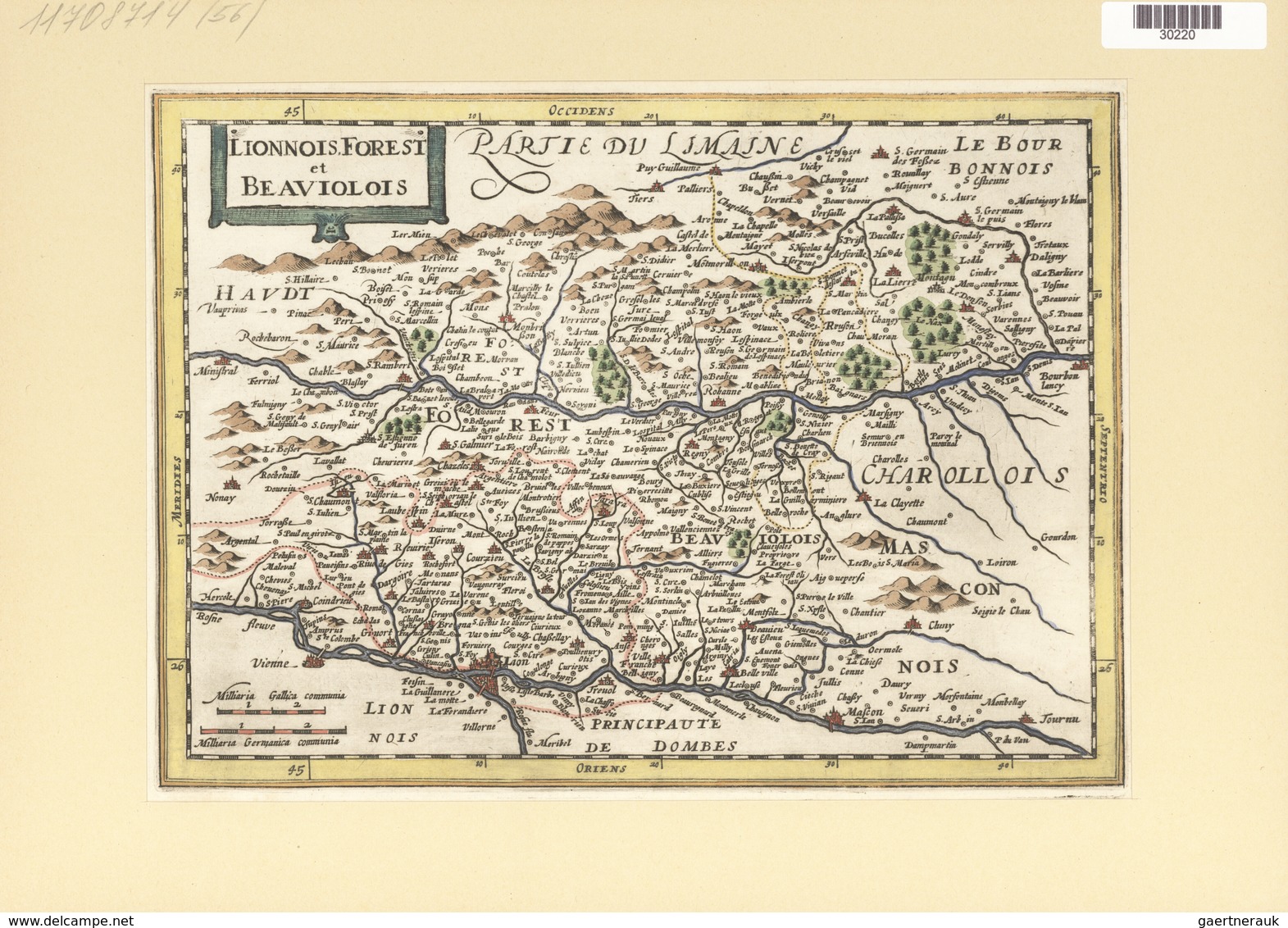 Landkarten Und Stiche: 1734. Lionnois Forest Et Beauviolois. Map Of The Burgundy Region Of France, P - Géographie