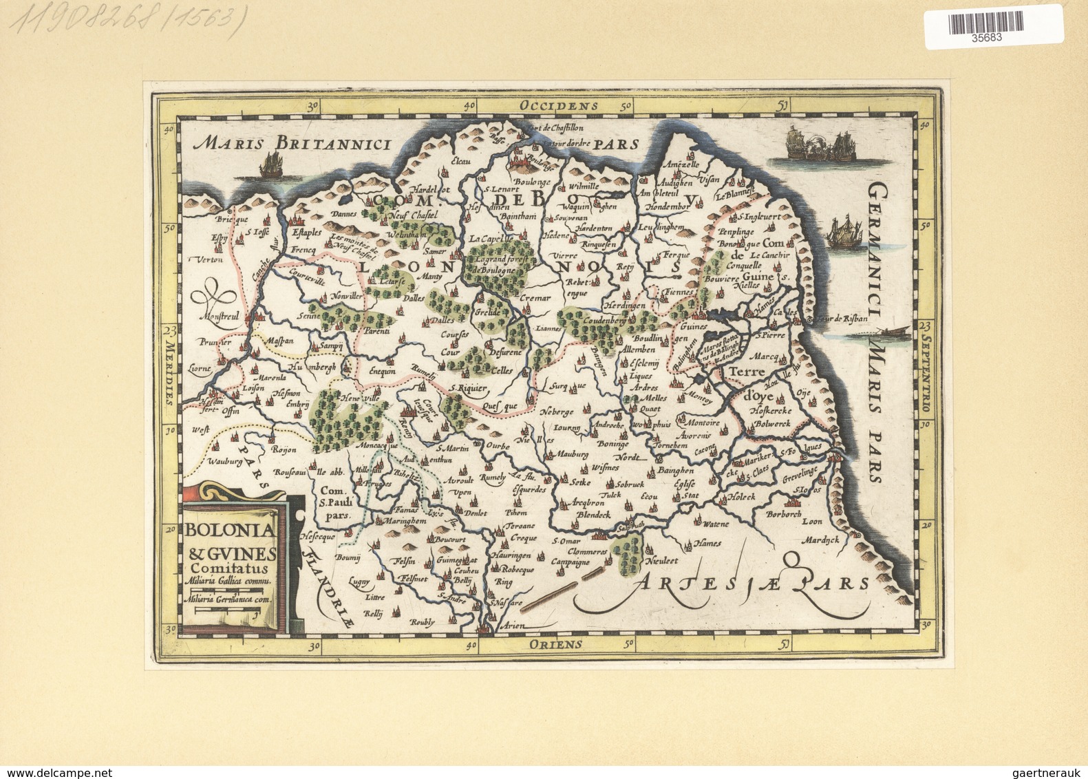 Landkarten Und Stiche: 1734. Map Of Boulogne And Calais Region Of France. From The Mercator Atlas Mi - Geographie