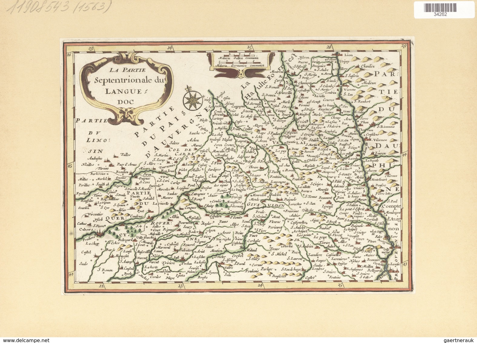 Landkarten Und Stiche: 1734. La Partie Septentrionale Du Languedoc. From The Mercator Atlas Minor Ca - Geographie