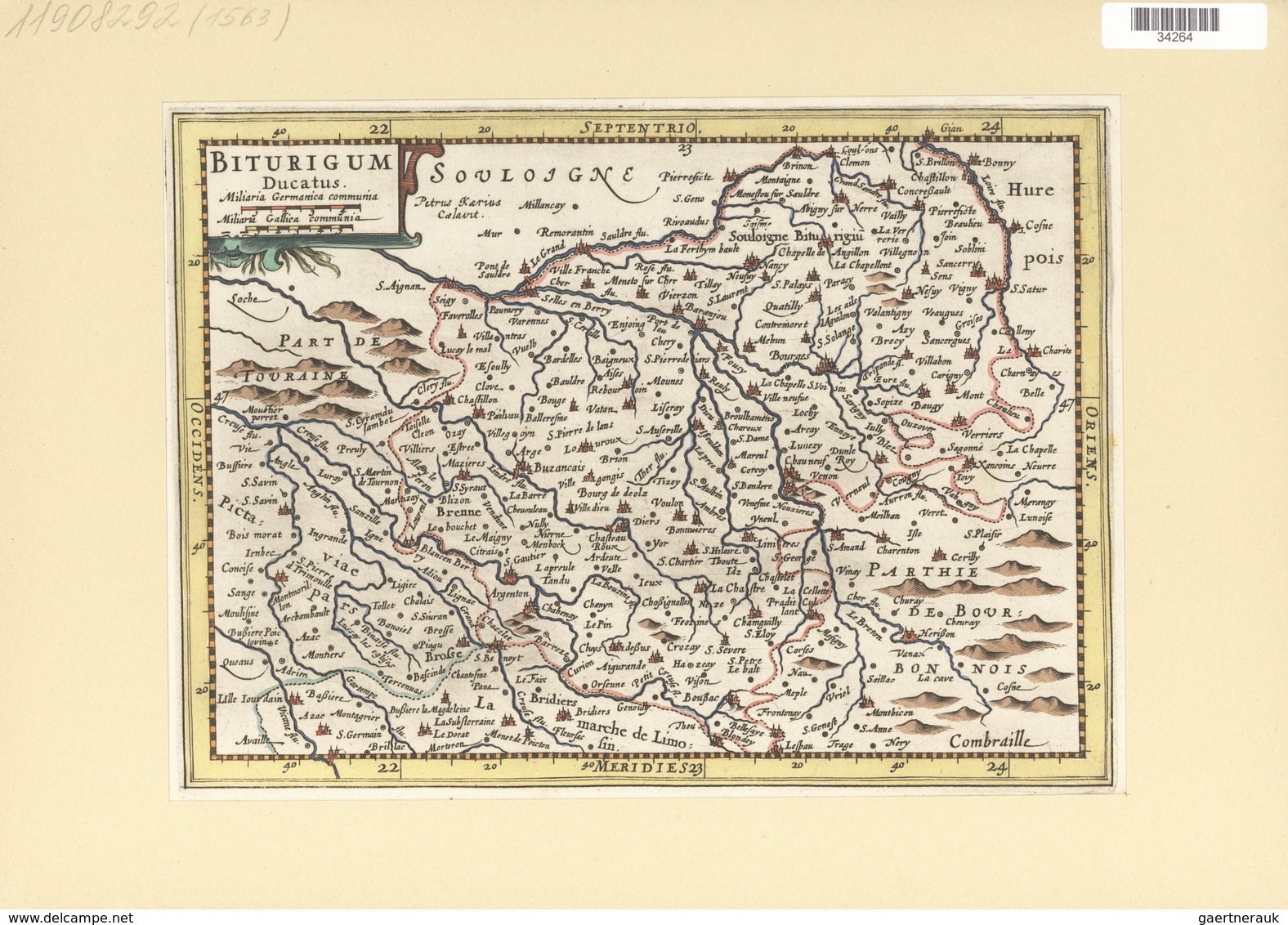 Landkarten Und Stiche: 1734. Biturigum Dicatus. From The Mercator Atlas Minor Ca 1648, Later Altered - Géographie