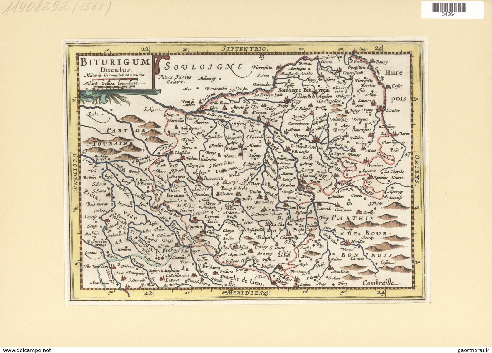 Landkarten Und Stiche: 1734. Biturigum Dicatus. From The Mercator Atlas Minor Ca 1648, Later Altered - Geography