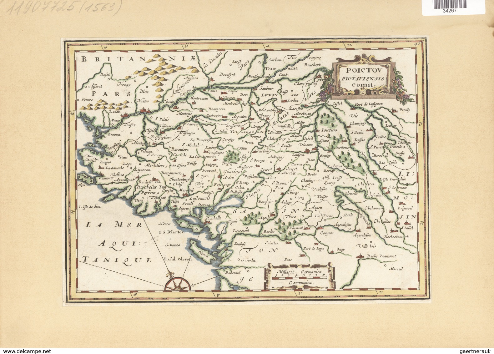 Landkarten Und Stiche: 1734. Poictou Pictaviensis Comit From The Mercator Atlas Minor Ca 1648, Later - Geographie