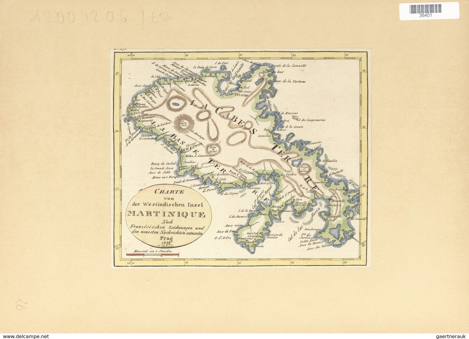 Landkarten Und Stiche: 1822. Map Of The Island Of Martinique, By One Fr. Pluth, From Prague In 1822. - Geography