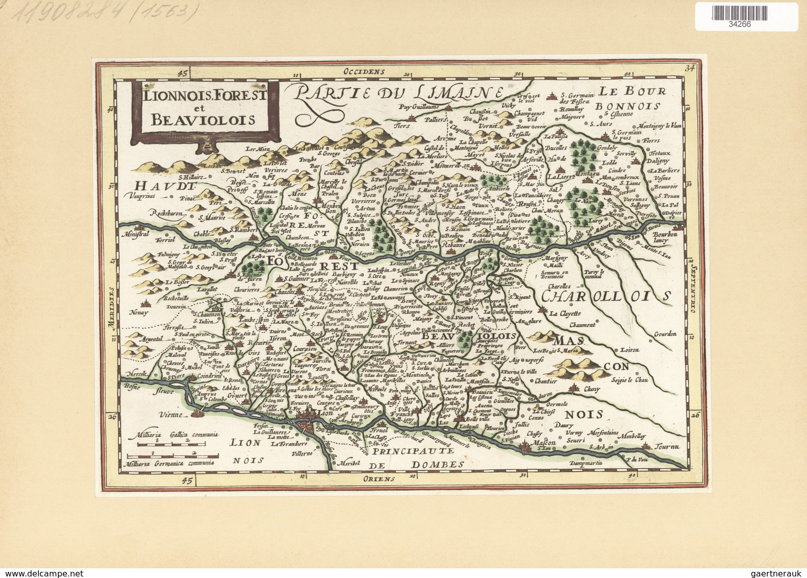 Landkarten Und Stiche: 1834. Lionnois Forest Et Beaviolois From The Mercator Atlas Minor Ca 1648, La - Geographie
