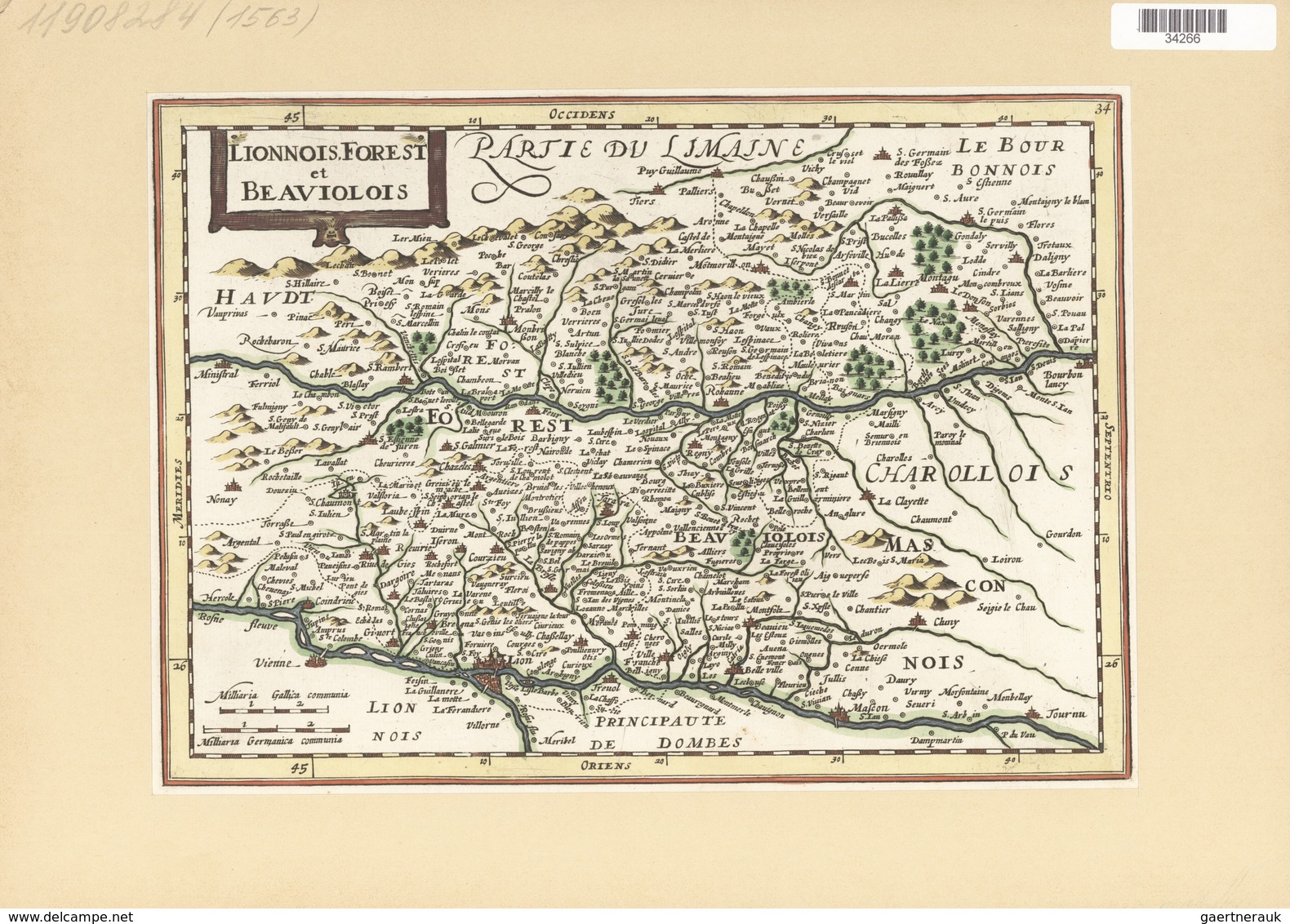 Landkarten Und Stiche: 1834. Lionnois Forest Et Beaviolois From The Mercator Atlas Minor Ca 1648, La - Geography