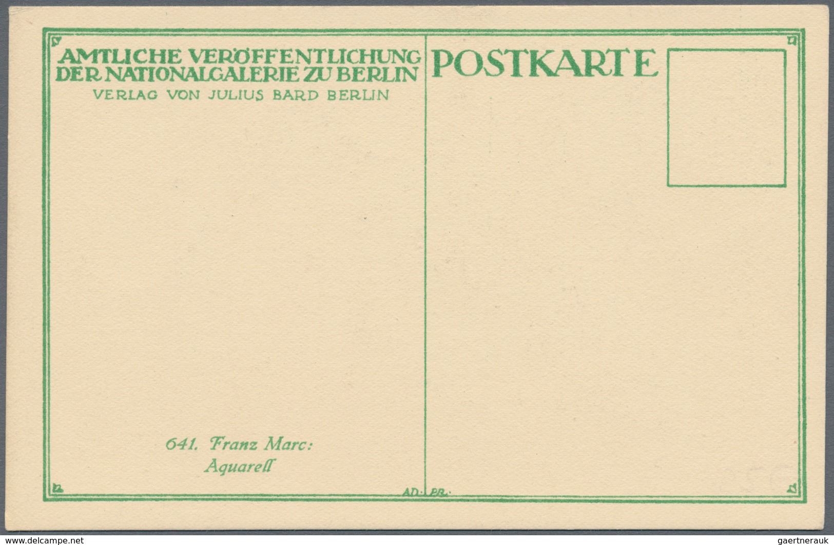 Ansichtskarten: Künstler / Artists: MARC, Franz (1880-1916), Deutscher Maler, Zeichner Und Grafiker - Unclassified