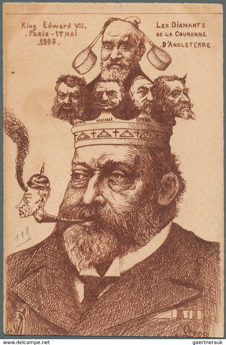 Ansichtskarten: Künstler / Artists: Orens Denizard, ”Burin Satirique”, 1903, Zwei Karten, Nr. 1: Anf - Unclassified