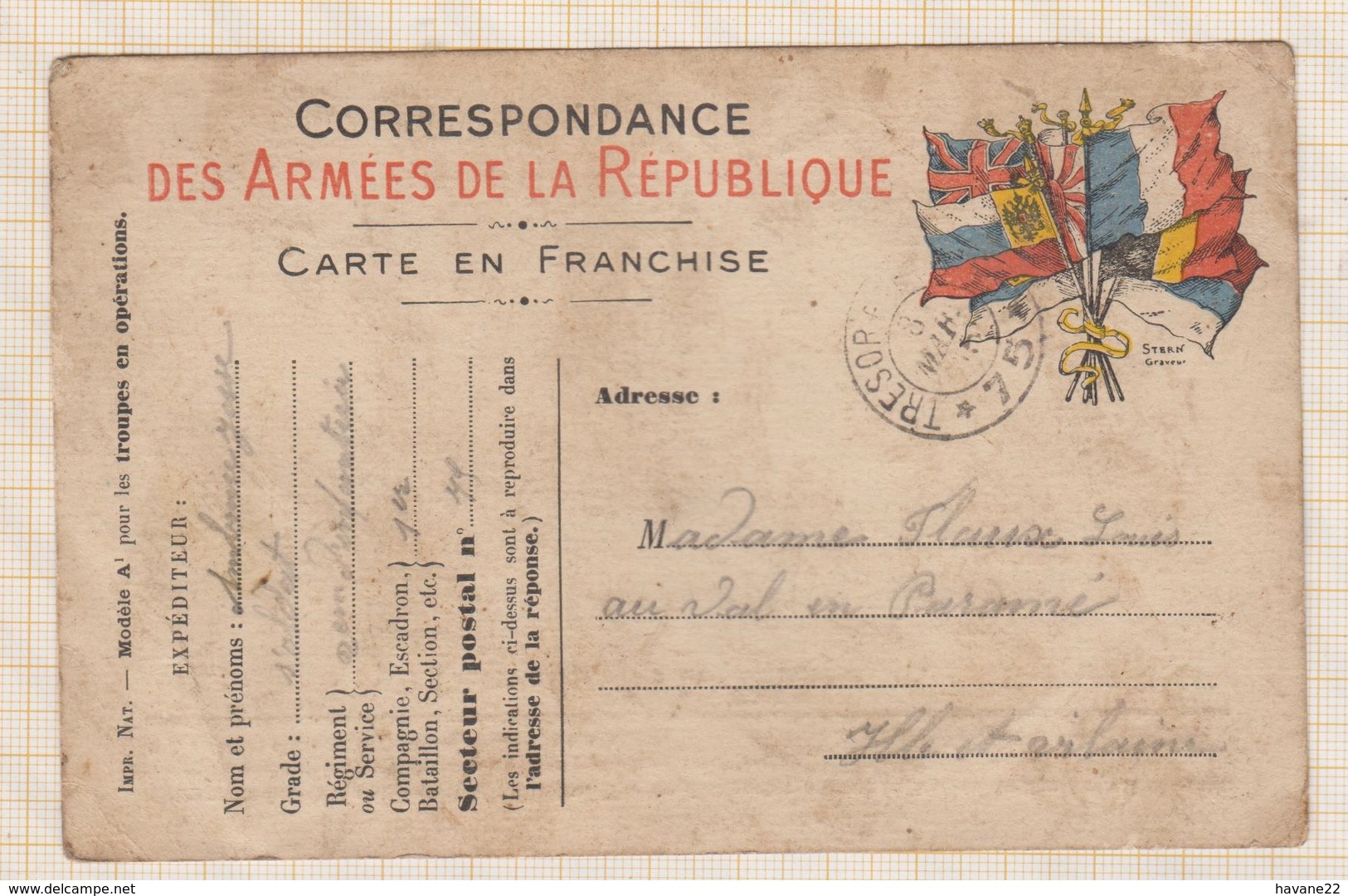 9AL156 Correspondance Militaire 1915  2 SCANS - Guerre 1914-18