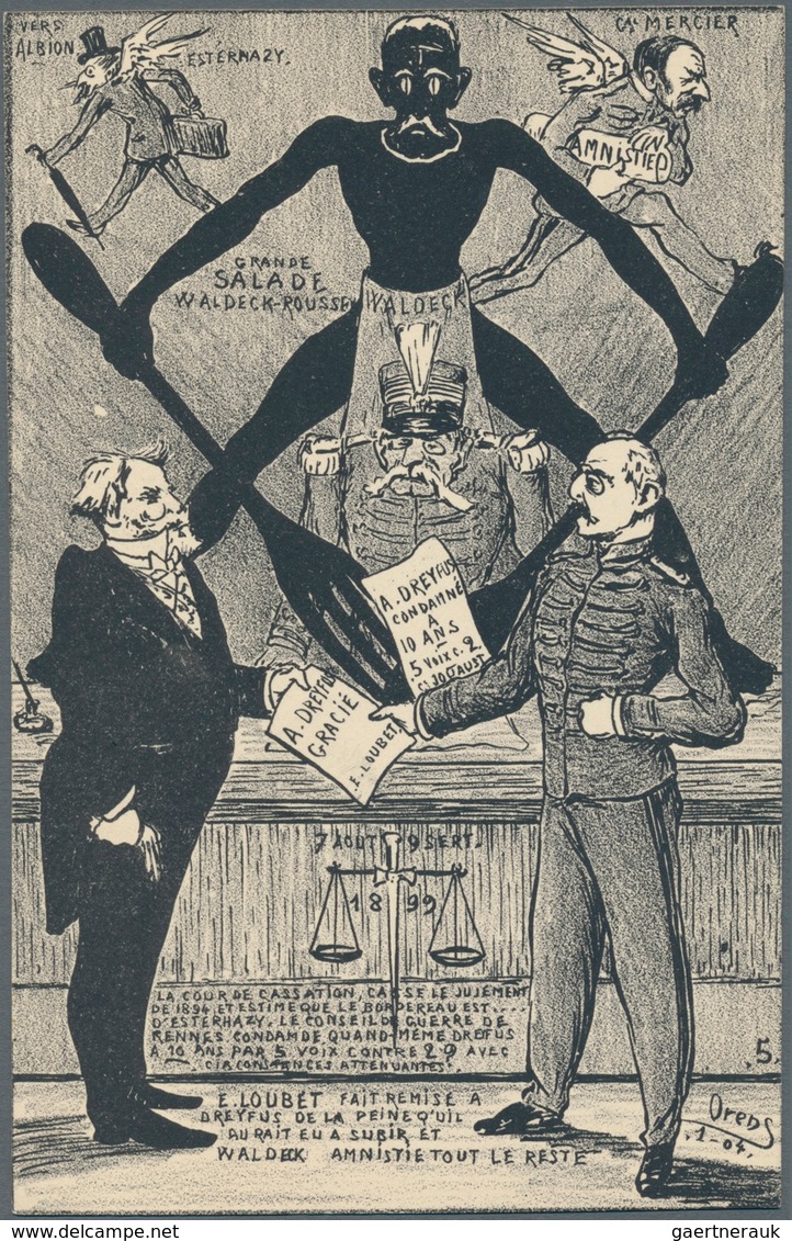 Ansichtskarten: Politik / Politics: Orens, 1904: Zwei verschiedene Serien zu 6 Karten zur Dreyfus- A