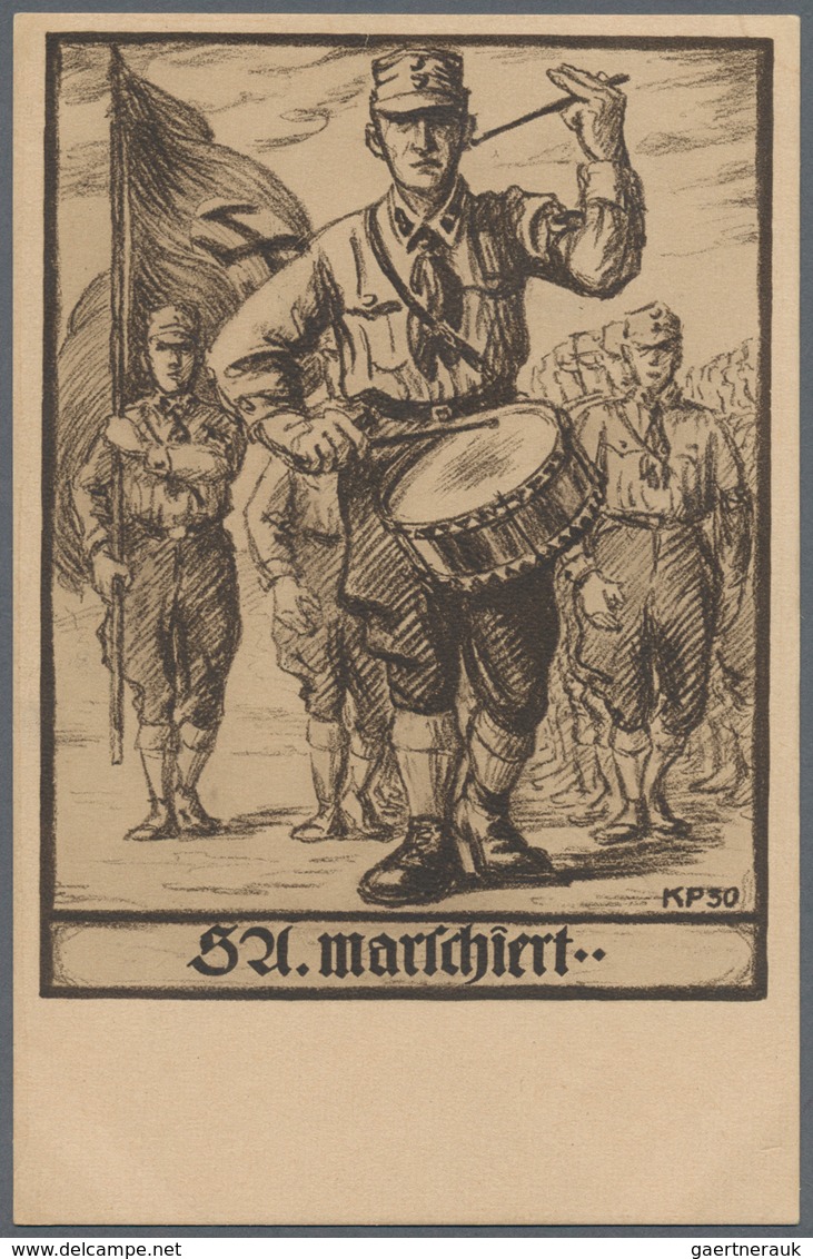 Ansichtskarten: Propaganda: 1930. SA Marschiert / The SA Marching: Early NSDAP Propaganda Postcard ( - Partis Politiques & élections