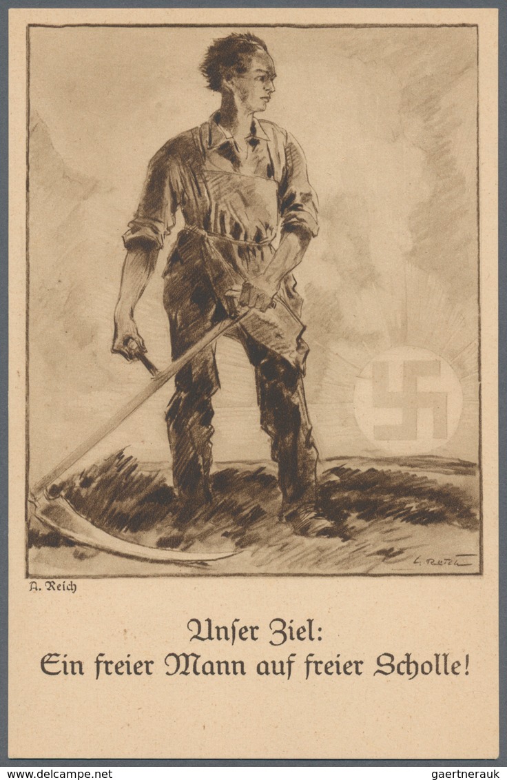 Ansichtskarten: Propaganda: 1930. Early NSDAP Propaganda Postcard Showing Stalwart German Farmer (Un - Partis Politiques & élections