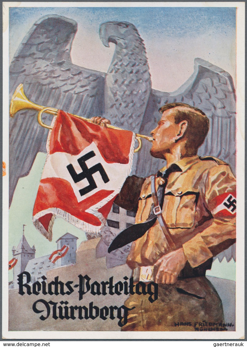 Ansichtskarten: Propaganda: 1935, "REICHS-PARTEITAG NÜRNBERG" Kolorierte Propagandakarte "Hitlerjung - Parteien & Wahlen