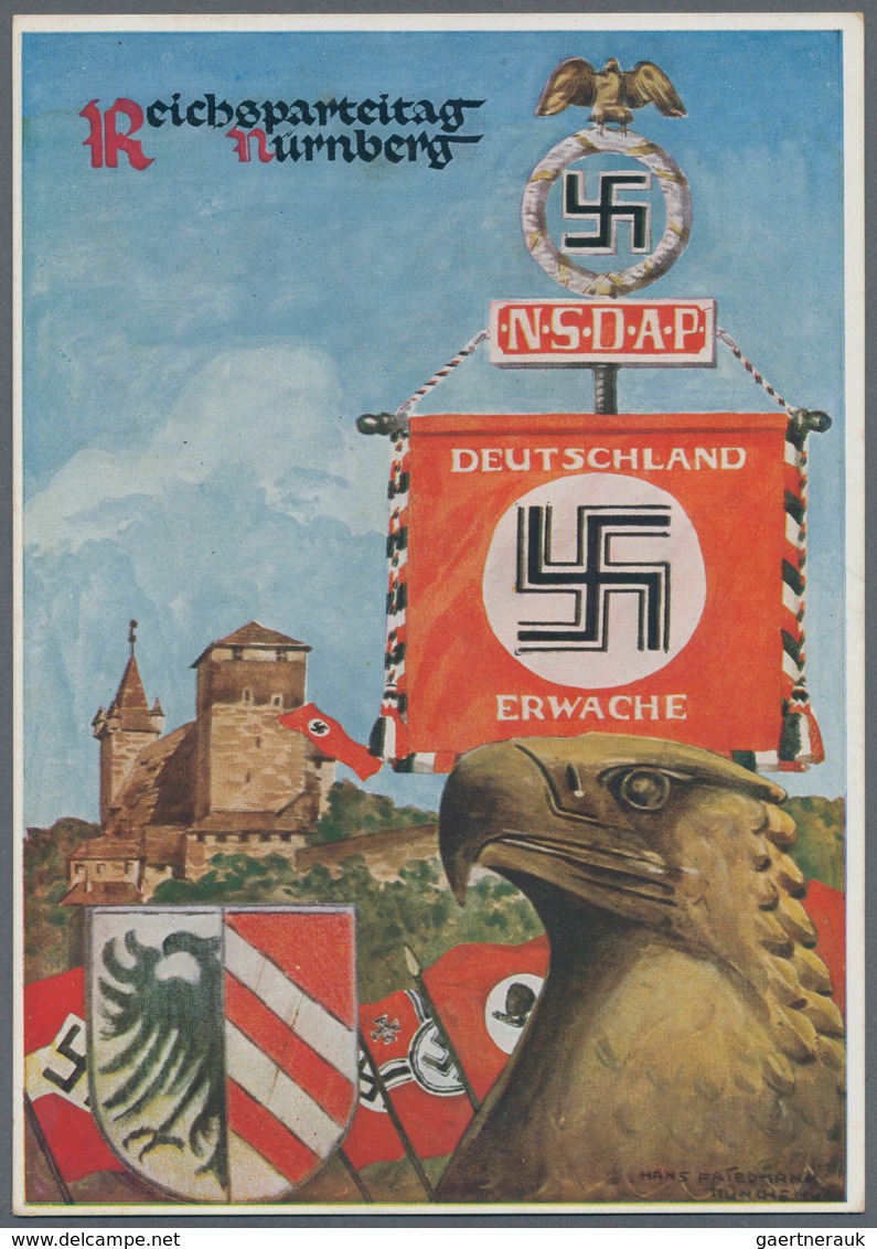 Ansichtskarten: Propaganda: 1936 Nuernberg Reichsparteitag / Nuremberg Rally Day Propaganda Card Sho - Partis Politiques & élections