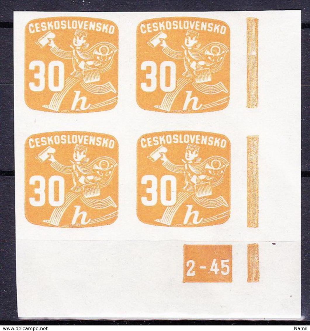 ** Tchécoslovaquie 1945 Mi 485 (Yv TPJ 31) Bloc De 4, (MNH) - Newspaper Stamps