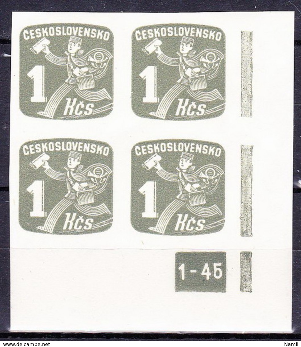 ** Tchécoslovaquie 1945 Mi 488 (Yv TPJ 34) Bloc De 4, (MNH) - Timbres Pour Journaux