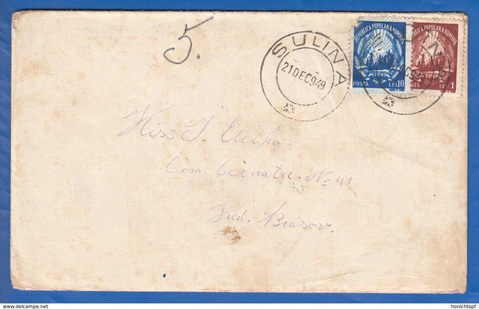 Rumänien; 1949; Brief Mit Inhalt; Stempel Sulina, Cernatul Und Brasov - Briefe U. Dokumente