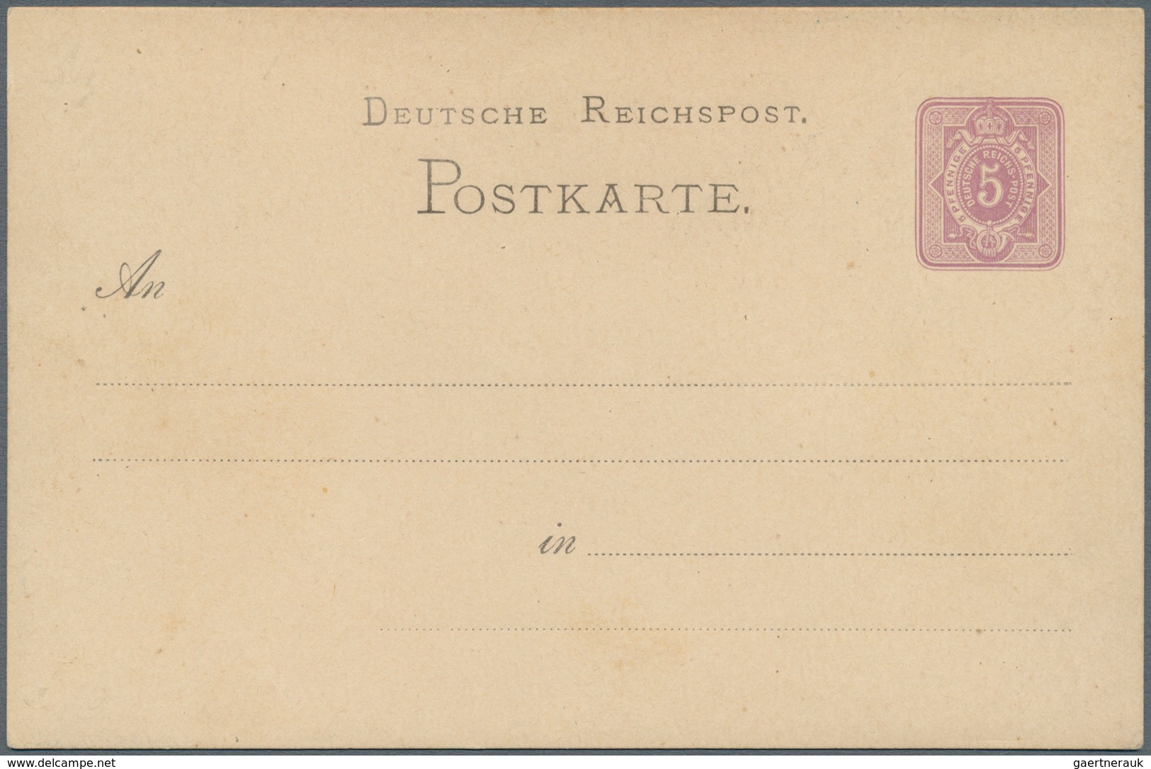 Ansichtskarten: Vorläufer: 1880 (ca). Privat-Postkarte 5 Pfge Violett Ziffer Mit Bläulicher Abb. Rs. - Non Classés