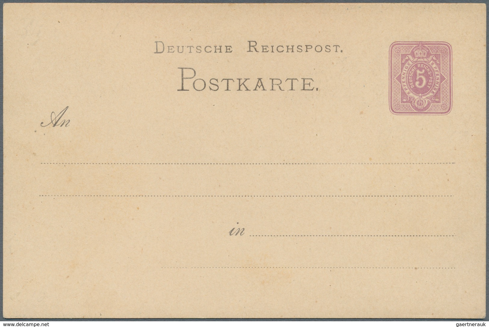 Ansichtskarten: Vorläufer: 1880 (ca). Privat-Postkarte 5 Pfge Violett Ziffer Mit Bläulicher Abb. Rs. - Unclassified