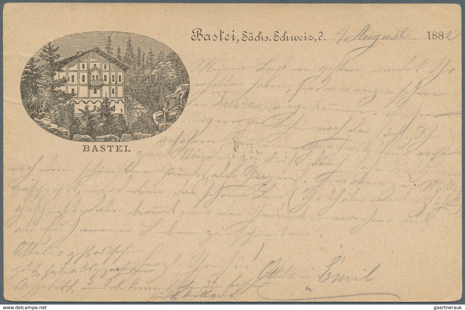 Ansichtskarten: Vorläufer: 1882, BASTEI Sächs. Schweiz, Frühe Vorläuferkarte Mit Ovalem Bild, Mit 5 - Non Classés