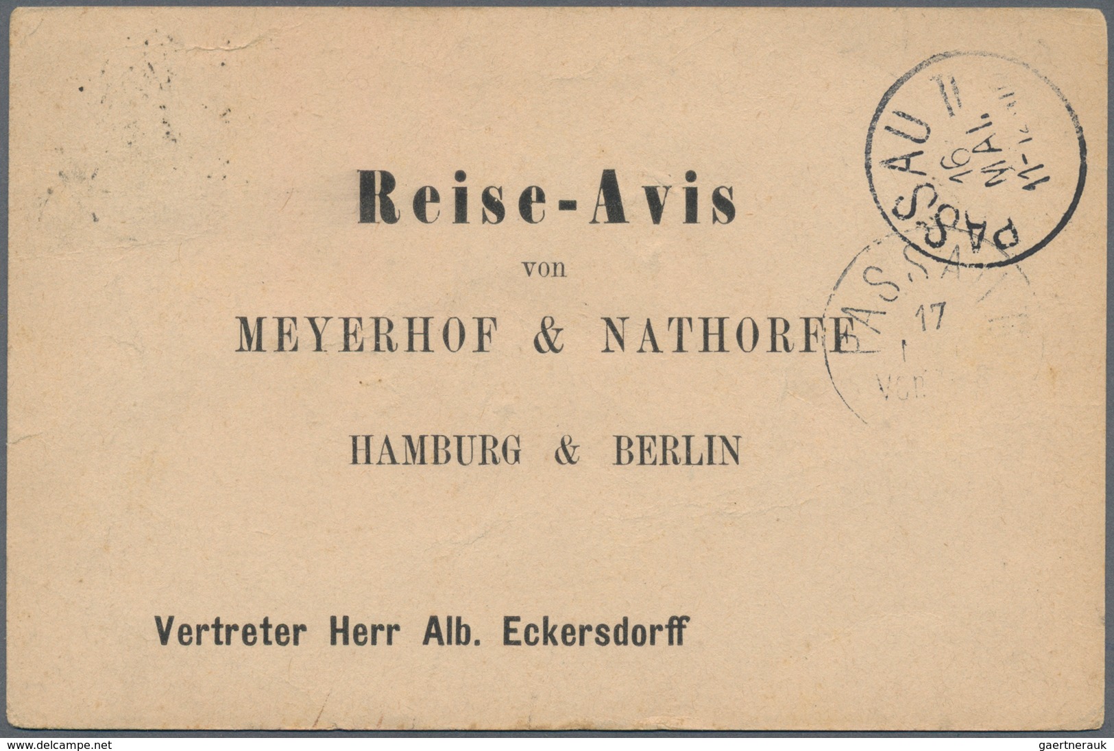 Ansichtskarten: Vorläufer: 1882 Und 1884, HAMBURG, 2 Avis-Karten Der Firmen Meyerhof & Nathorff Und - Unclassified