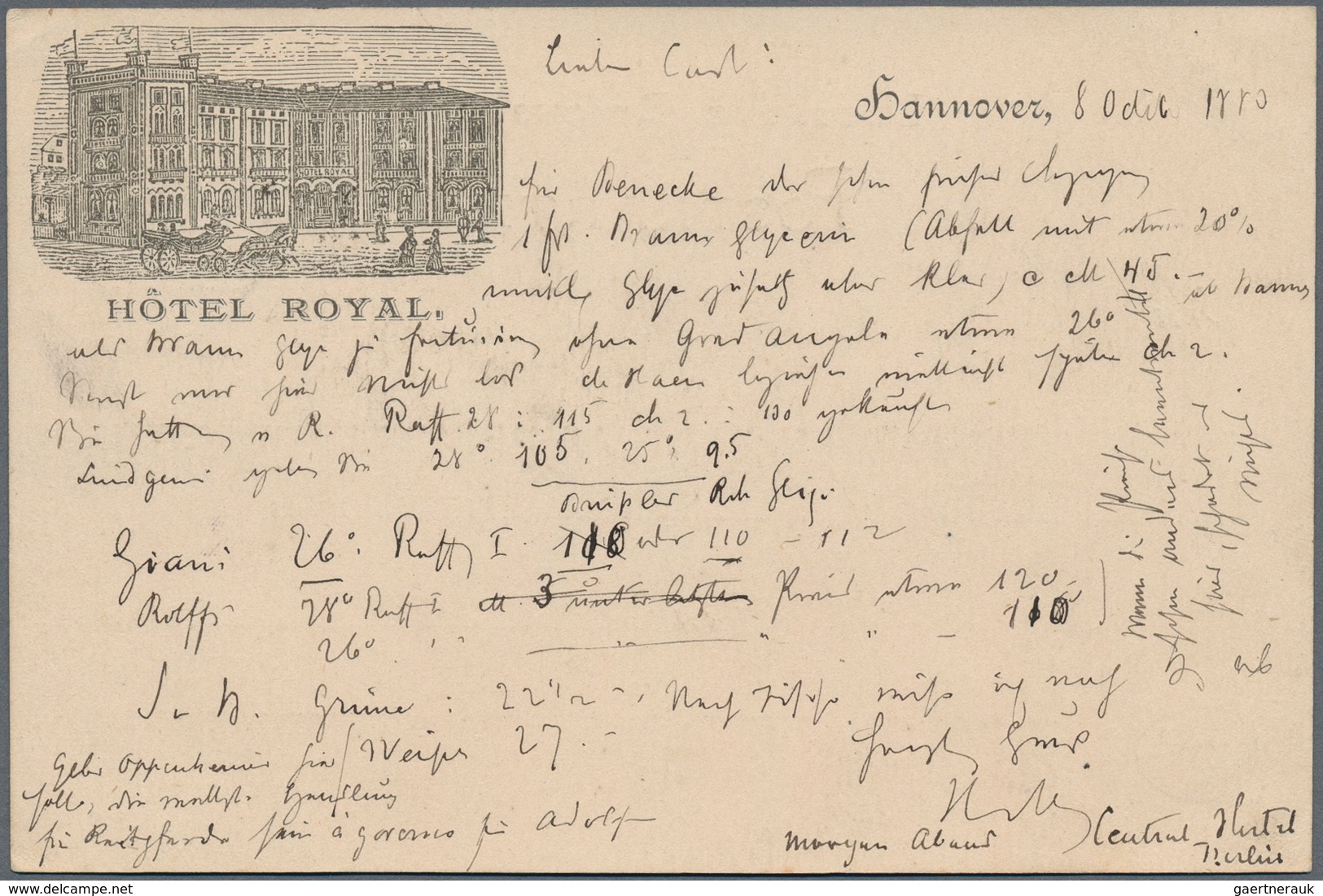 Ansichtskarten: Vorläufer: 1883, Hannover, Privatganzsache Mit WSt. 5 Pfg. Lila, Rückseitig Mit Abb. - Unclassified