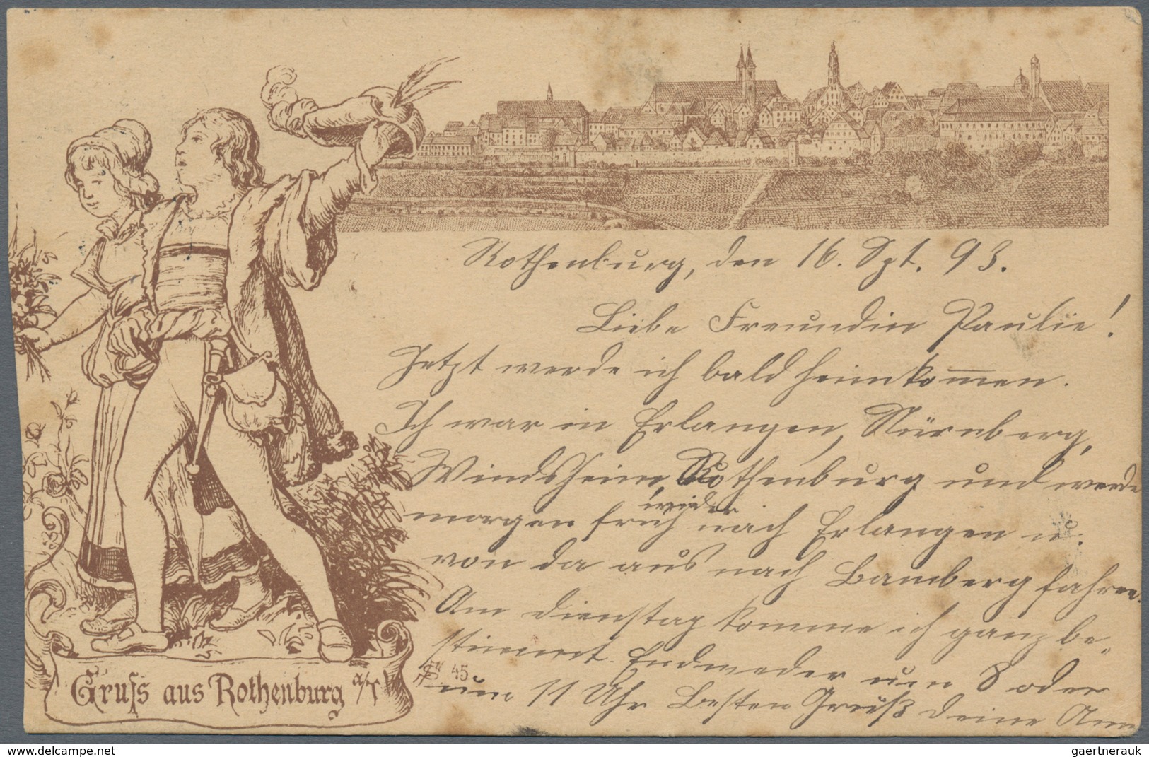 Ansichtskarten: Vorläufer: 1893, ROTHENBURG Ob Der Tauber, Vorläuferkarte Verlag Scheiner Nr. 45, Ve - Non Classés